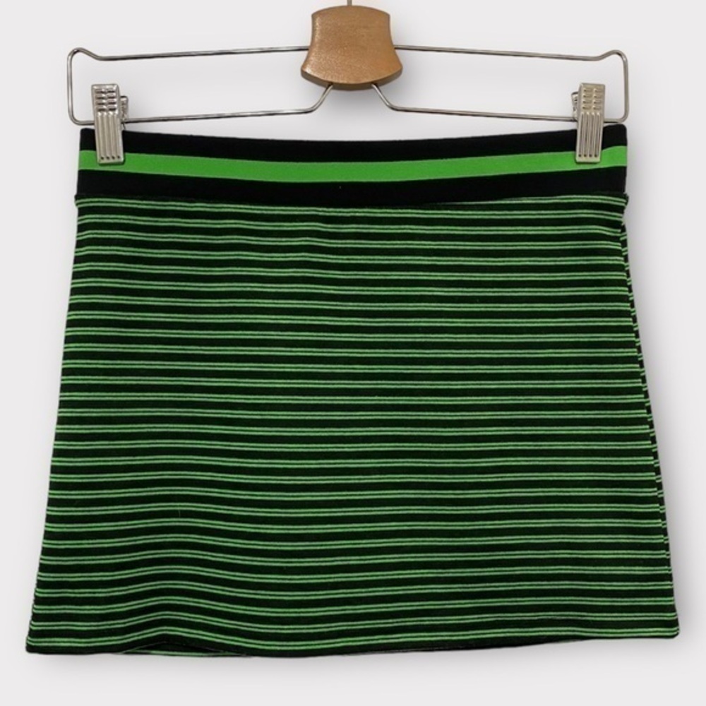 Future Collective Green & Black Striped Mini Skirt Size XXS